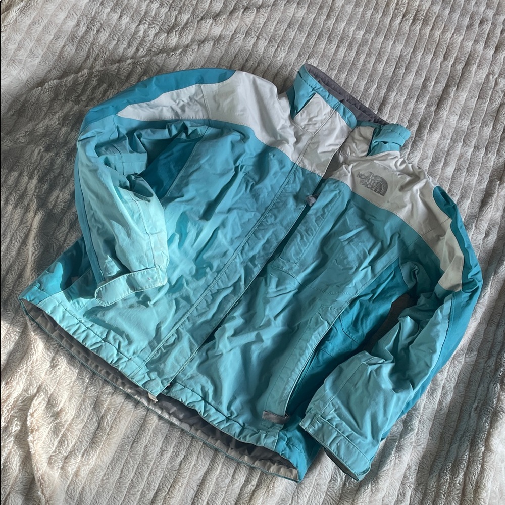 The North Face Aqua and White Jacket